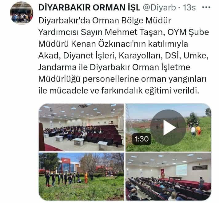 Diyarbakır Orman İşletme ve Bölge Müdürlüğü Tarafından Orman Yangınları ile Mücadale Eğitimi Aldık